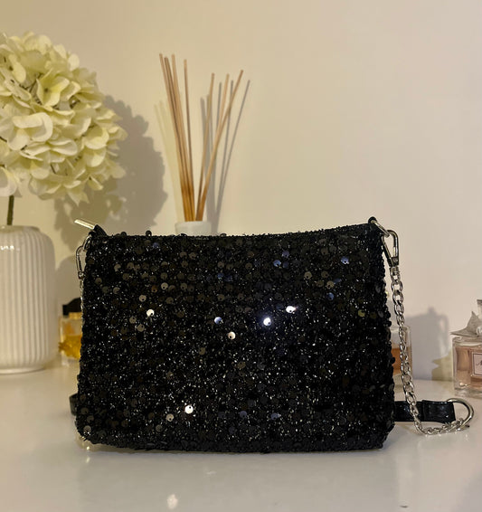 Pochette à sequins noire