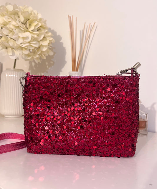 Pochette à sequins fuchsia