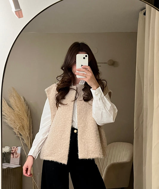 Gilet sans manches beige